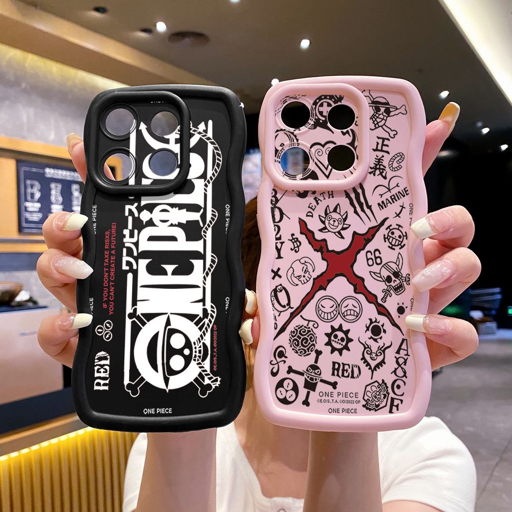 For Xiaomi Redmi Note 13 Pro 5G 12S 12 Turbo 11S 13C 12C One Piece Wave Frame Phone Case Anti Drop Cover