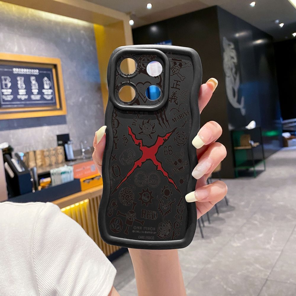 For Xiaomi Redmi Note 13 Pro 5G 12S 12 Turbo 11S 13C 12C One Piece Wave Frame Phone Case Anti Drop Cover