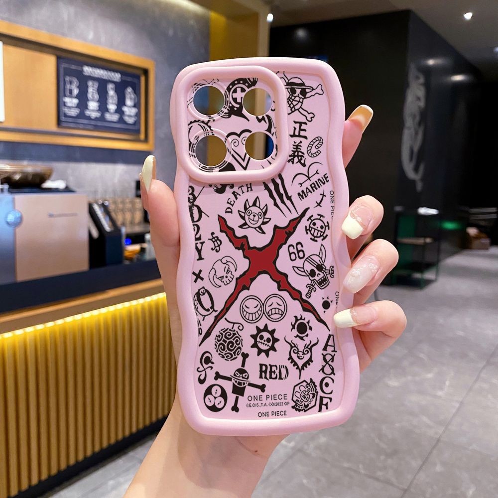 For Xiaomi Redmi Note 13 Pro 5G 12S 12 Turbo 11S 13C 12C One Piece Wave Frame Phone Case Anti Drop Cover