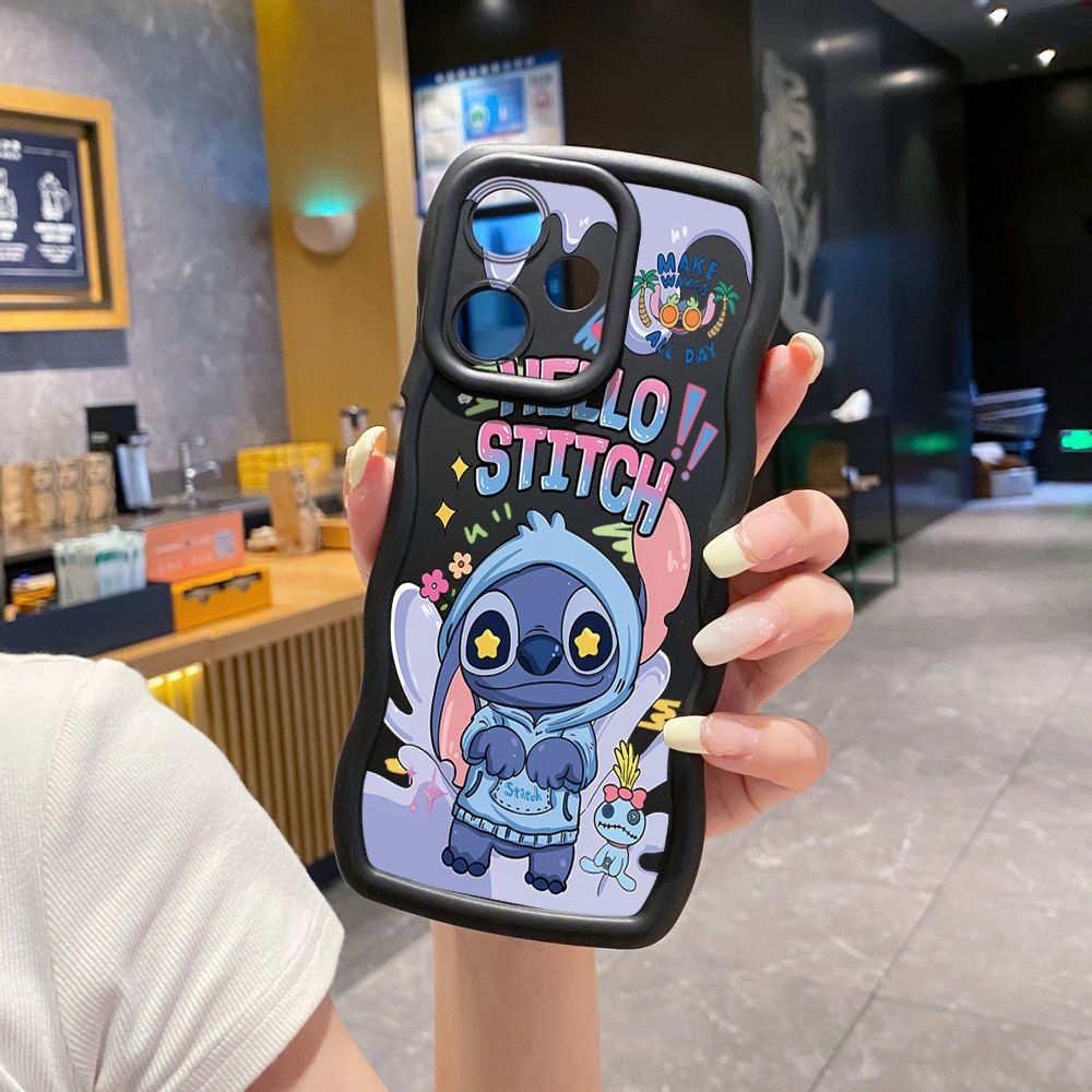 For Infinix Hot 40i 40 Pro Note 30 Play Smart 8 Pro 9 10 Play Lite Pooh Bear Stitch Wave Frame Phone Case Anti Drop Cover