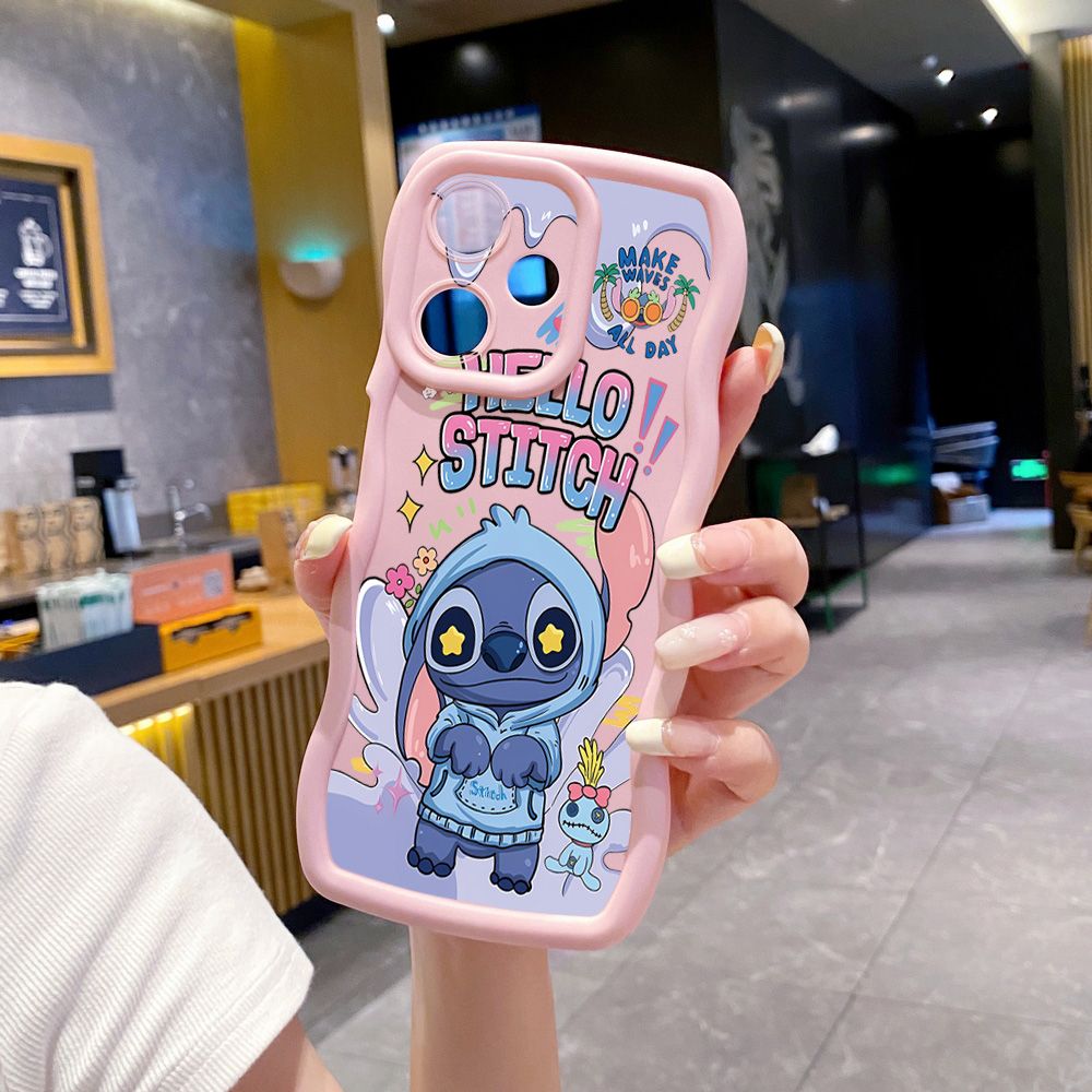 For Infinix Hot 40i 40 Pro Note 30 Play Smart 8 Pro 9 10 Play Lite Pooh Bear Stitch Wave Frame Phone Case Anti Drop Cover