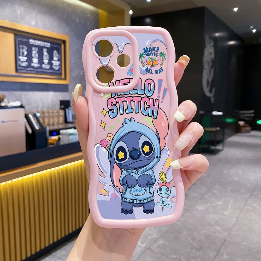 For Infinix Hot 40i 40 Pro Note 30 Play Smart 8 Pro 9 10 Play Lite Pooh Bear Stitch Wave Frame Phone Case Anti Drop Cover