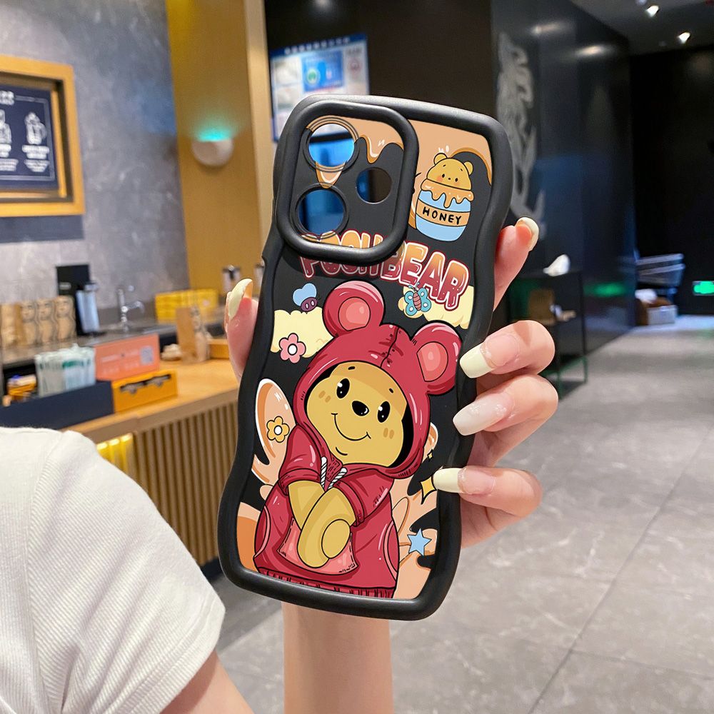 For Infinix Hot 40i 40 Pro Note 30 Play Smart 8 Pro 9 10 Play Lite Pooh Bear Stitch Wave Frame Phone Case Anti Drop Cover