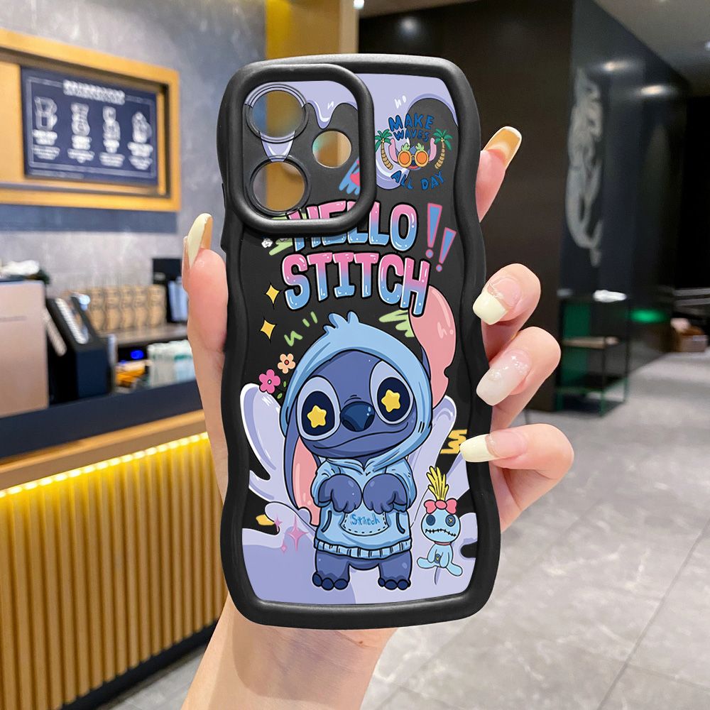 For Infinix Hot 40i 40 Pro Note 30 Play Smart 8 Pro 9 10 Play Lite Pooh Bear Stitch Wave Frame Phone Case Anti Drop Cover