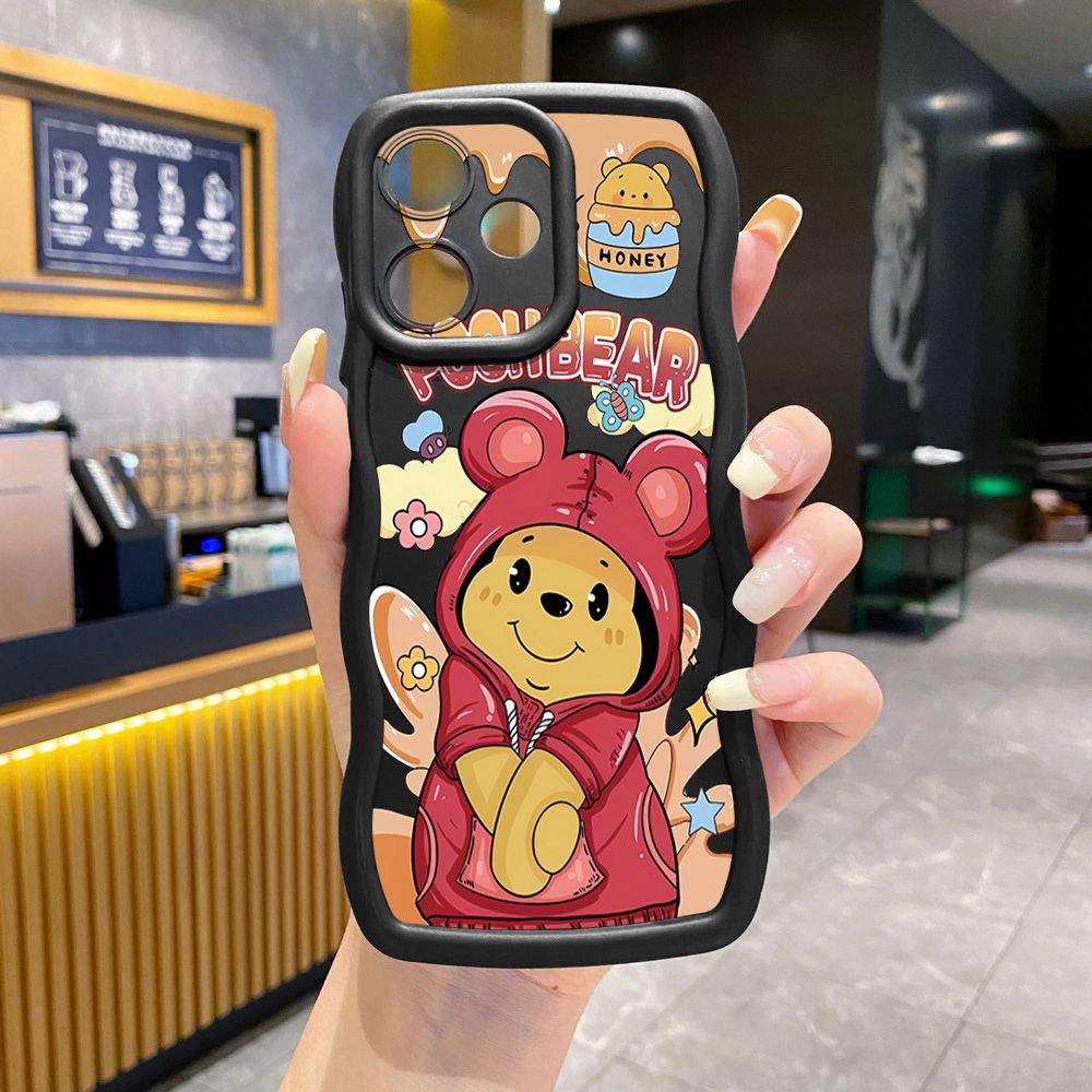For Infinix Hot 40i 40 Pro Note 30 Play Smart 8 Pro 9 10 Play Lite Pooh Bear Stitch Wave Frame Phone Case Anti Drop Cover
