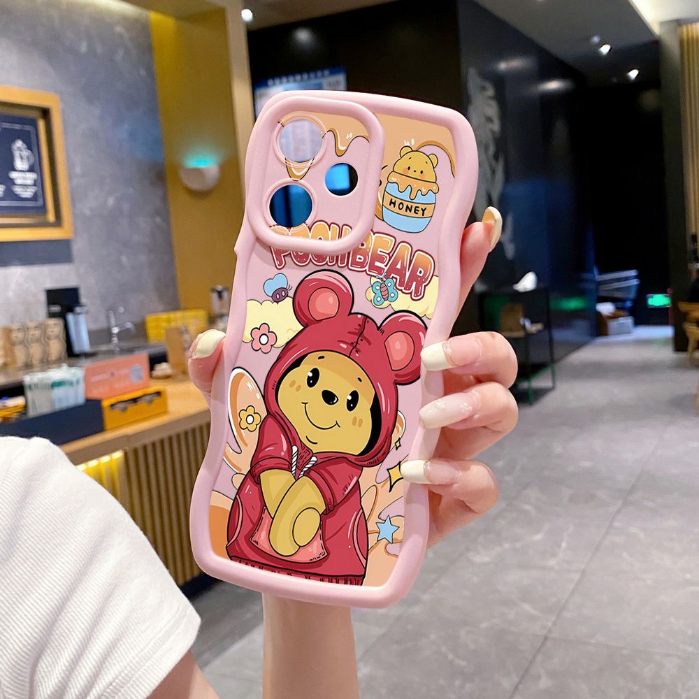 For Infinix Hot 40i 40 Pro Note 30 Play Smart 8 Pro 9 10 Play Lite Pooh Bear Stitch Wave Frame Phone Case Anti Drop Cover