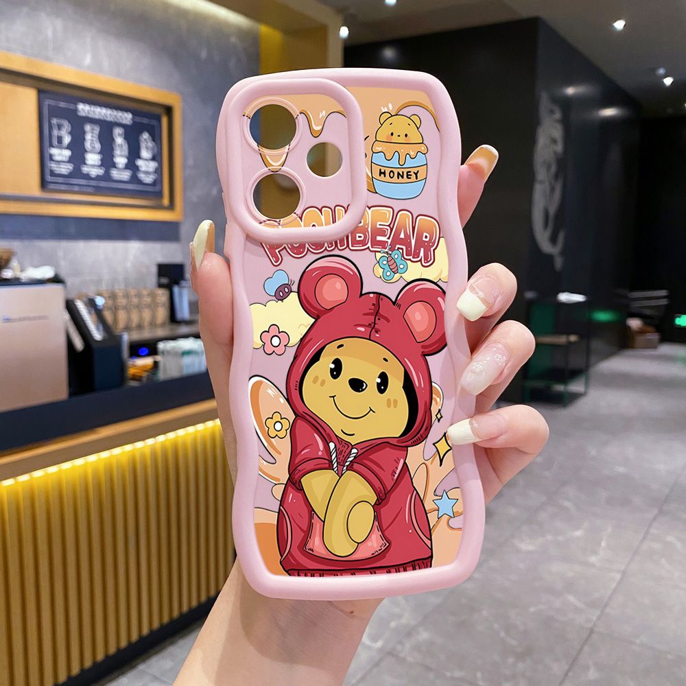 For Infinix Hot 40i 40 Pro Note 30 Play Smart 8 Pro 9 10 Play Lite Pooh Bear Stitch Wave Frame Phone Case Anti Drop Cover