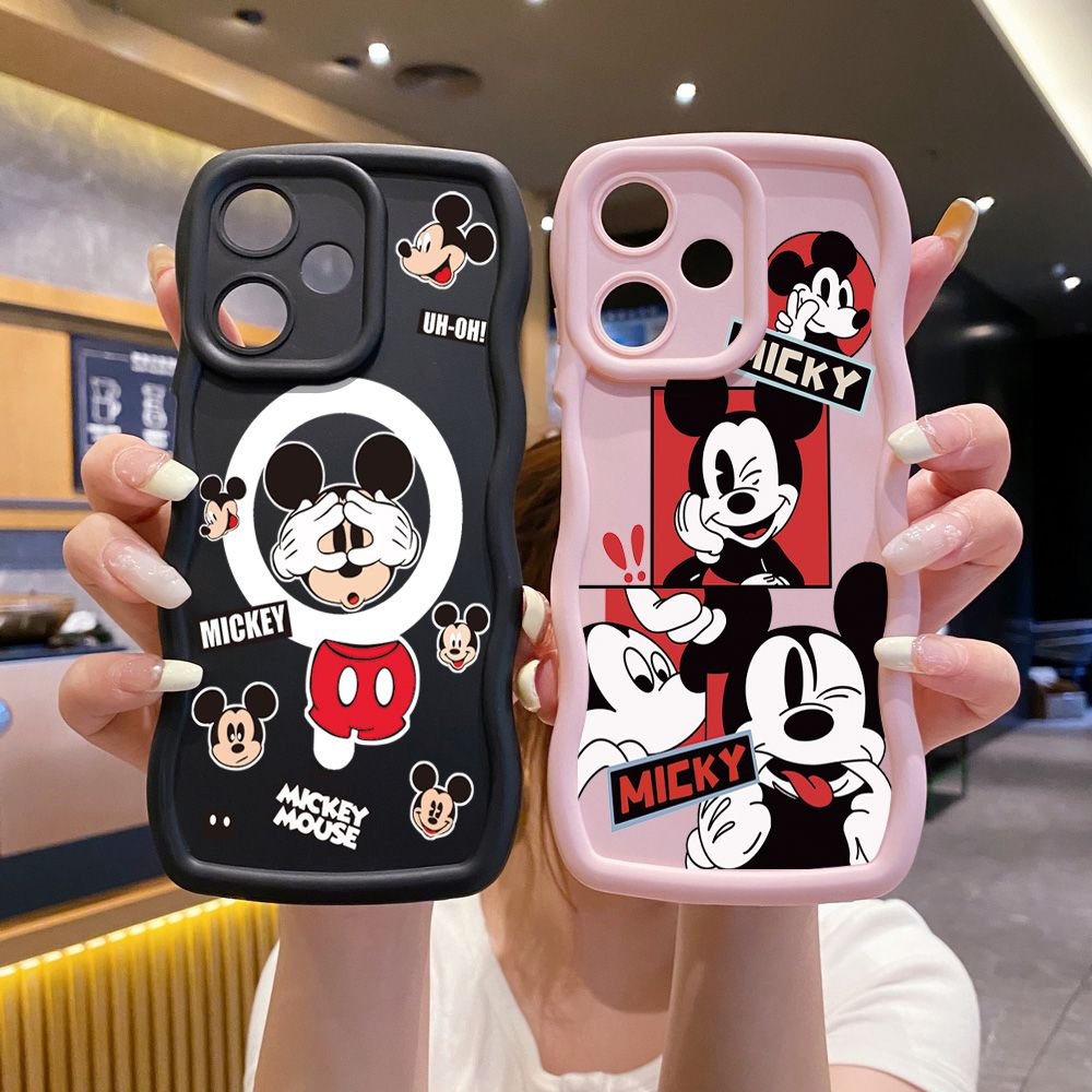 For Infinix Hot 40i 40 Pro Note 30 Play Smart 8 Pro 9 10 Play Lite Funny Shinning Mickey Mouse Wave Frame Phone Case Anti Drop Cover