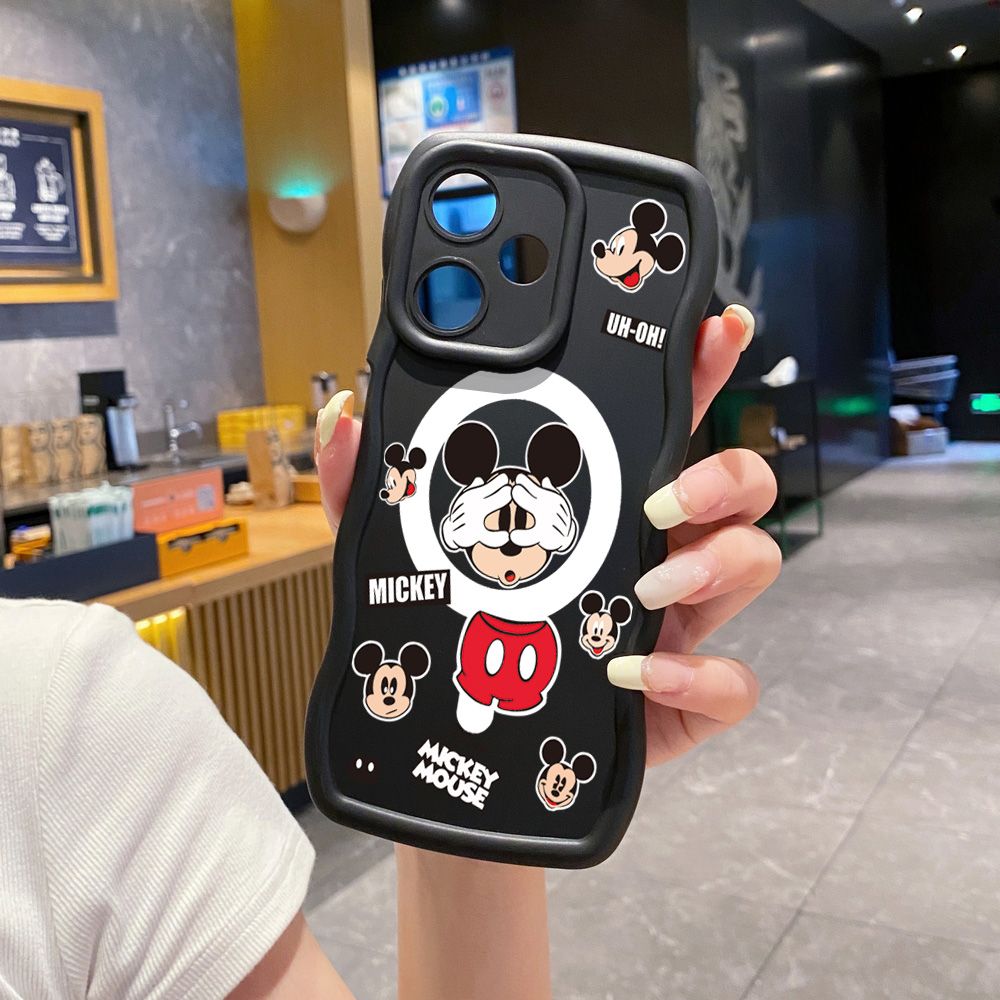 For Infinix Hot 40i 40 Pro Note 30 Play Smart 8 Pro 9 10 Play Lite Funny Shinning Mickey Mouse Wave Frame Phone Case Anti Drop Cover