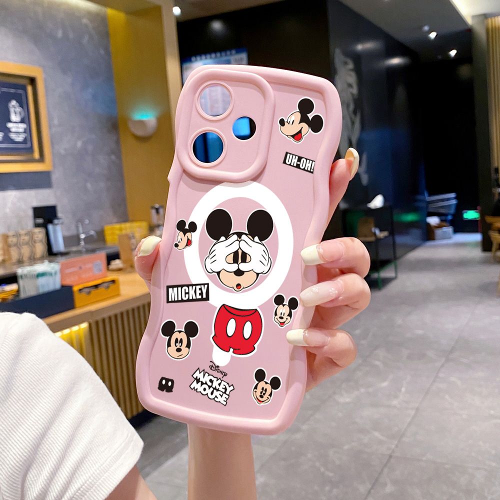 For Infinix Hot 40i 40 Pro Note 30 Play Smart 8 Pro 9 10 Play Lite Funny Shinning Mickey Mouse Wave Frame Phone Case Anti Drop Cover