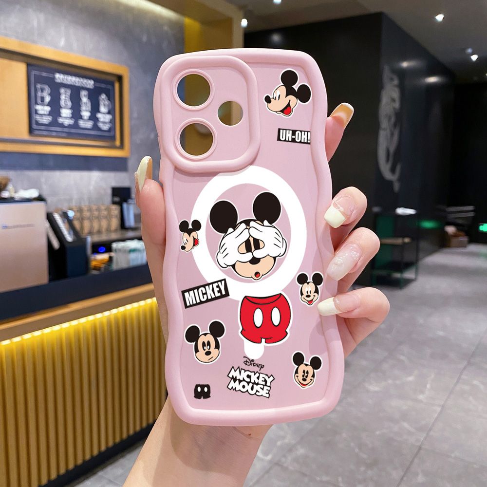 For Infinix Hot 40i 40 Pro Note 30 Play Smart 8 Pro 9 10 Play Lite Funny Shinning Mickey Mouse Wave Frame Phone Case Anti Drop Cover