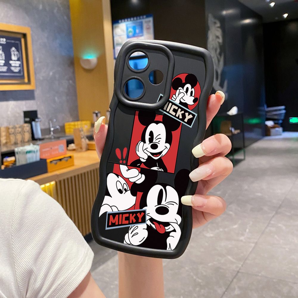 For Infinix Hot 40i 40 Pro Note 30 Play Smart 8 Pro 9 10 Play Lite Funny Shinning Mickey Mouse Wave Frame Phone Case Anti Drop Cover