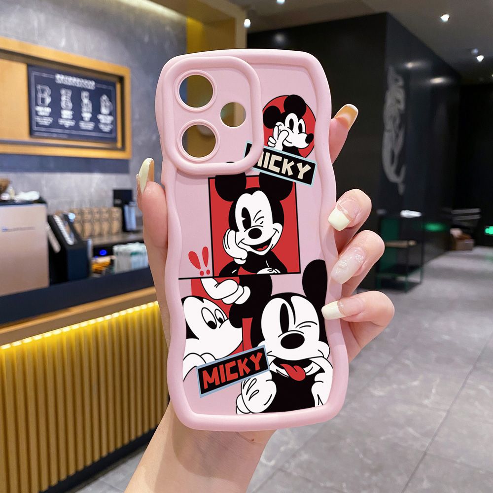 For Infinix Hot 40i 40 Pro Note 30 Play Smart 8 Pro 9 10 Play Lite Funny Shinning Mickey Mouse Wave Frame Phone Case Anti Drop Cover