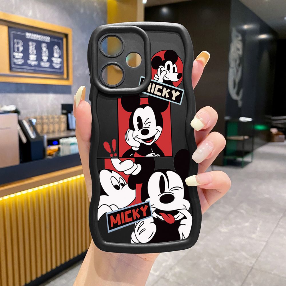 For Infinix Hot 40i 40 Pro Note 30 Play Smart 8 Pro 9 10 Play Lite Funny Shinning Mickey Mouse Wave Frame Phone Case Anti Drop Cover