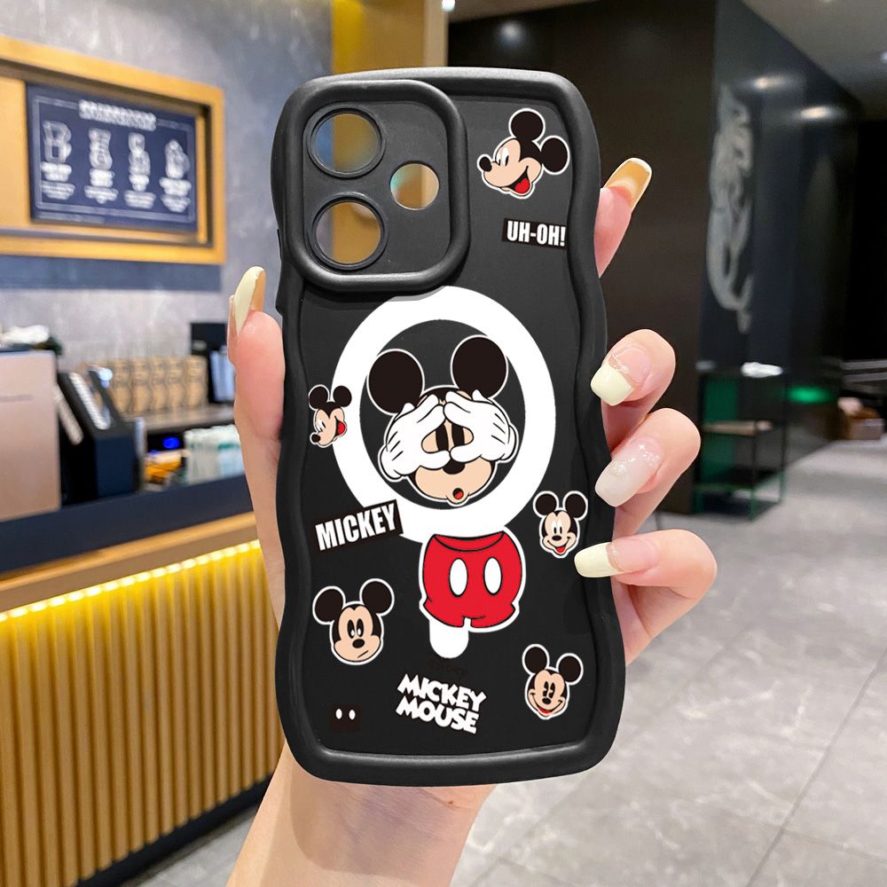 For Infinix Hot 40i 40 Pro Note 30 Play Smart 8 Pro 9 10 Play Lite Funny Shinning Mickey Mouse Wave Frame Phone Case Anti Drop Cover