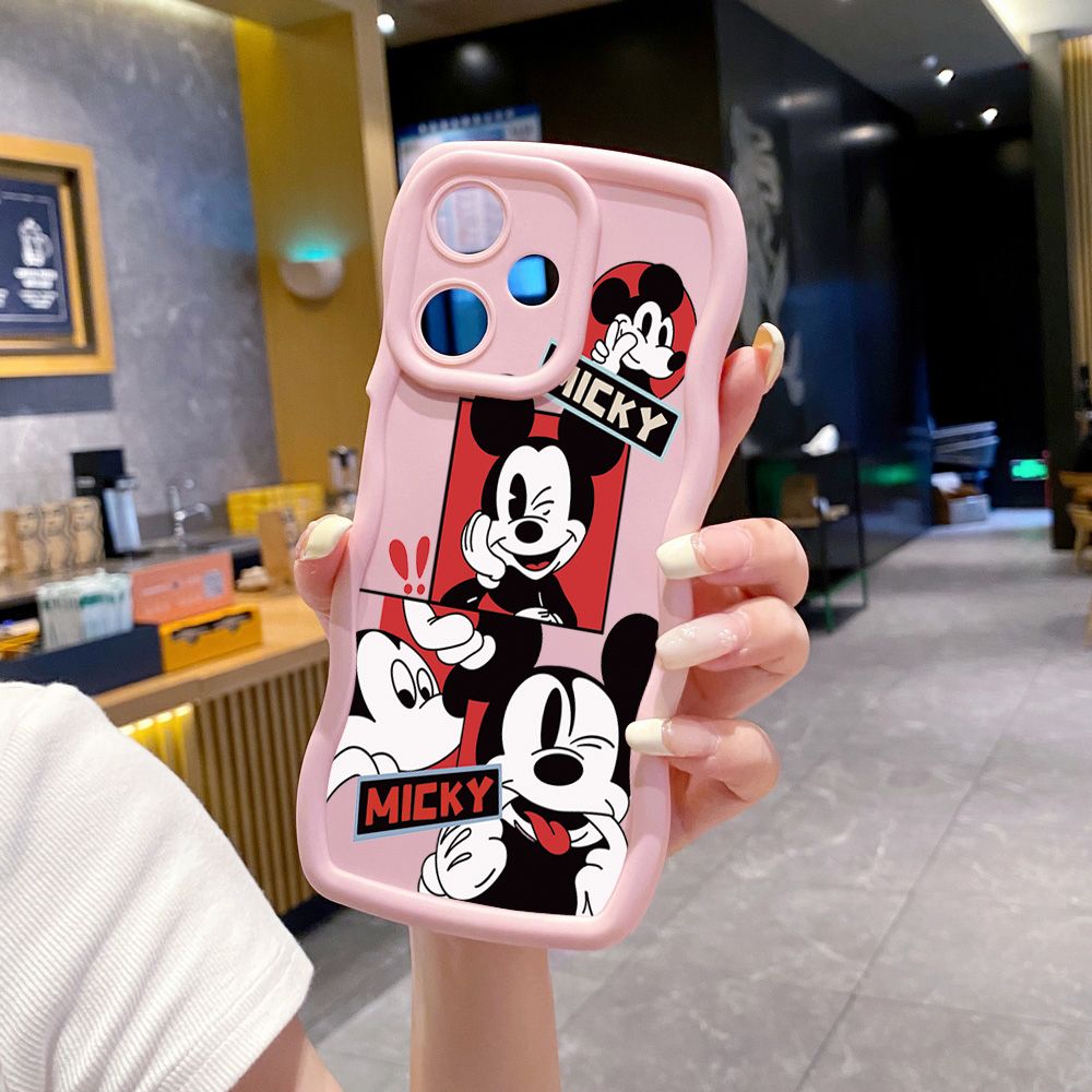 For Infinix Hot 40i 40 Pro Note 30 Play Smart 8 Pro 9 10 Play Lite Funny Shinning Mickey Mouse Wave Frame Phone Case Anti Drop Cover