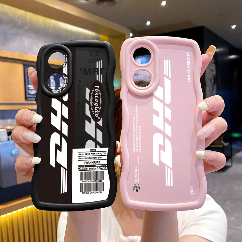 For OPPO Reno 5 6 Lite 7 8 Reno 7Z 8 Z 5F F19 F21 Pro DHL Barcode Label Wave Frame Phone Case Anti Drop Cover