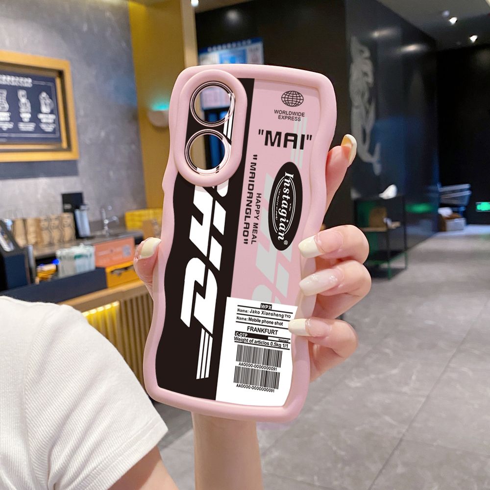 For OPPO Reno 5 6 Lite 7 8 Reno 7Z 8 Z 5F F19 F21 Pro DHL Barcode Label Wave Frame Phone Case Anti Drop Cover