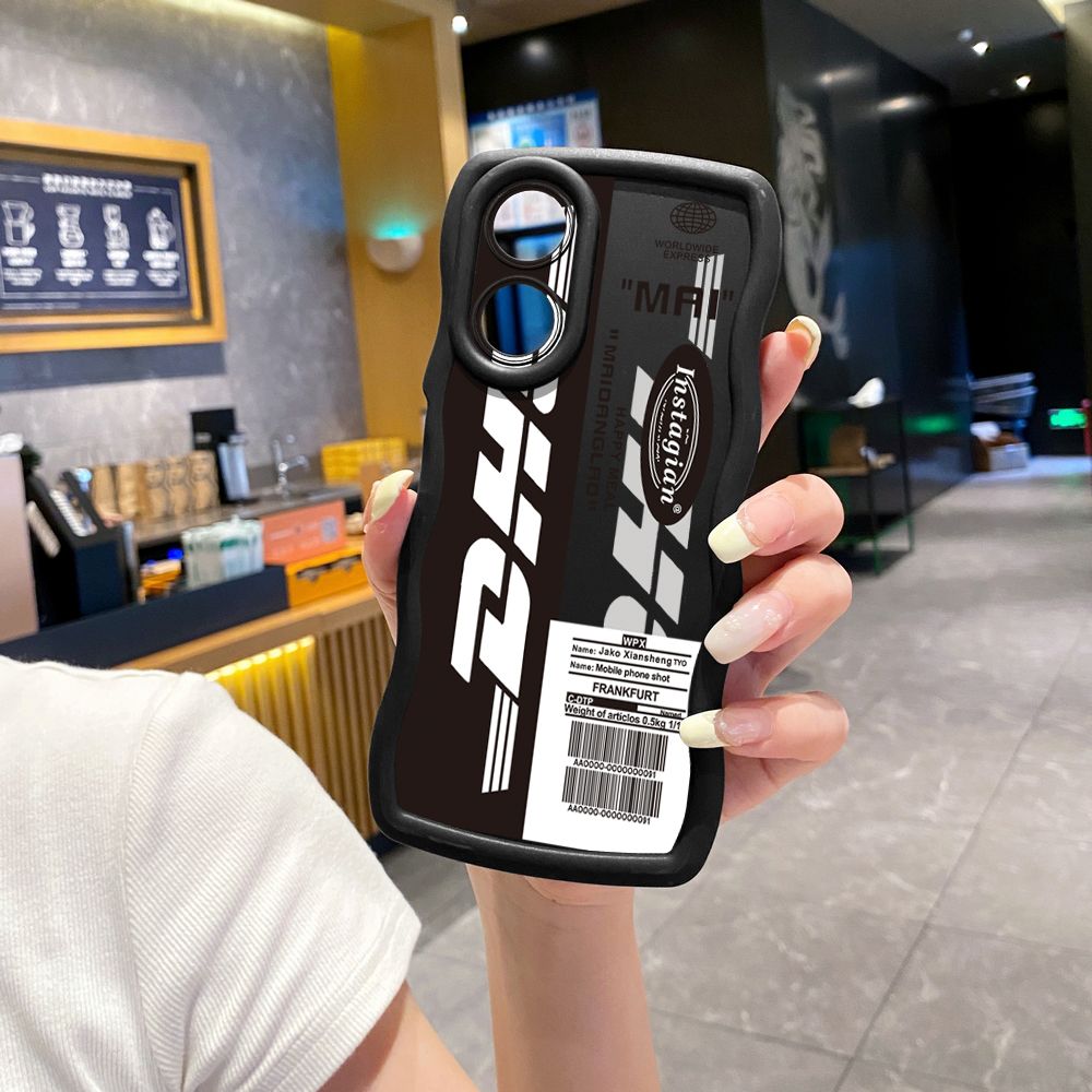For OPPO Reno 5 6 Lite 7 8 Reno 7Z 8 Z 5F F19 F21 Pro DHL Barcode Label Wave Frame Phone Case Anti Drop Cover
