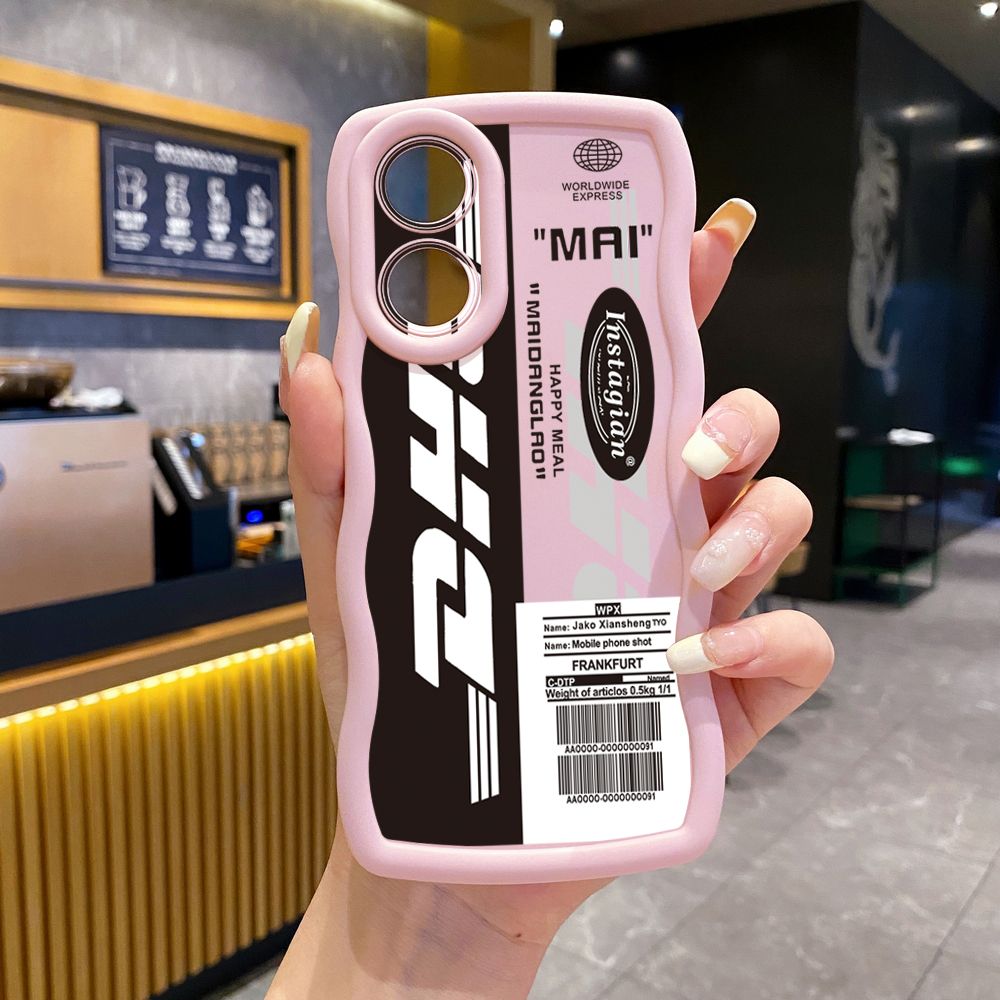 For OPPO Reno 5 6 Lite 7 8 Reno 7Z 8 Z 5F F19 F21 Pro DHL Barcode Label Wave Frame Phone Case Anti Drop Cover