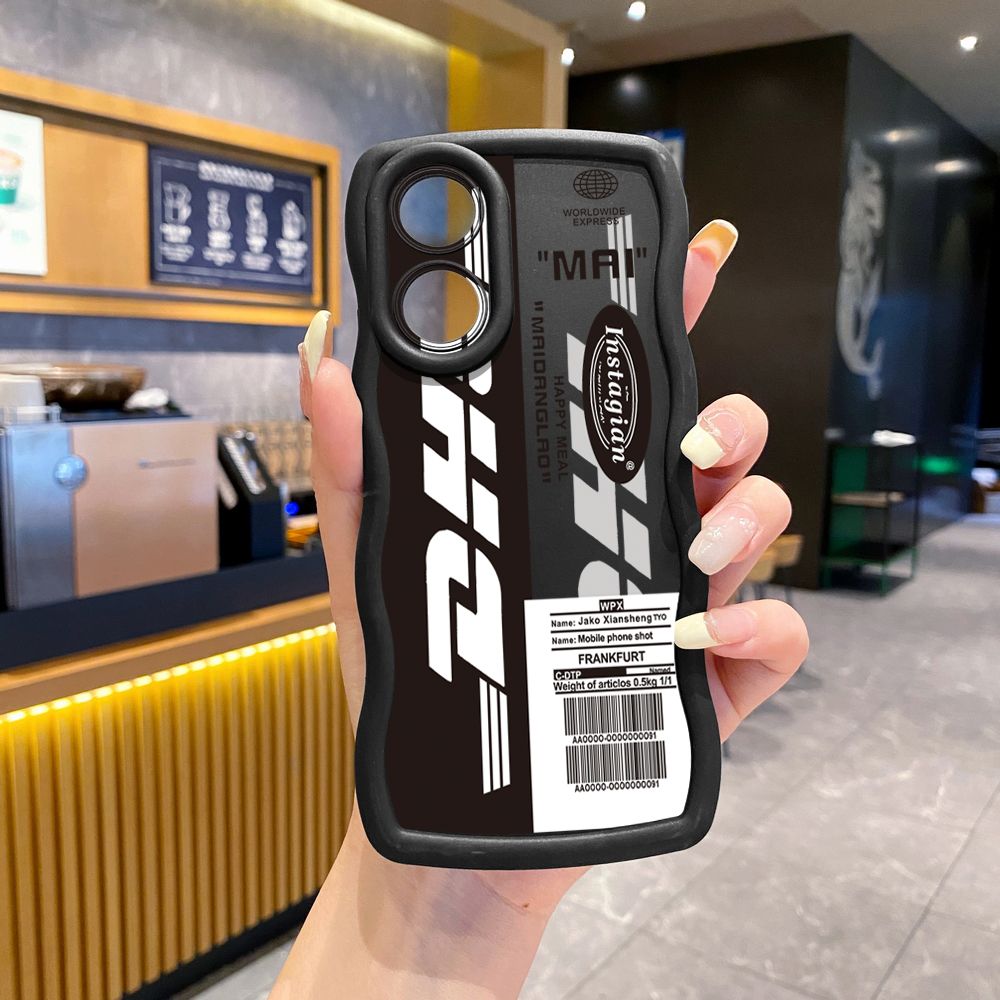 For OPPO Reno 5 6 Lite 7 8 Reno 7Z 8 Z 5F F19 F21 Pro DHL Barcode Label Wave Frame Phone Case Anti Drop Cover