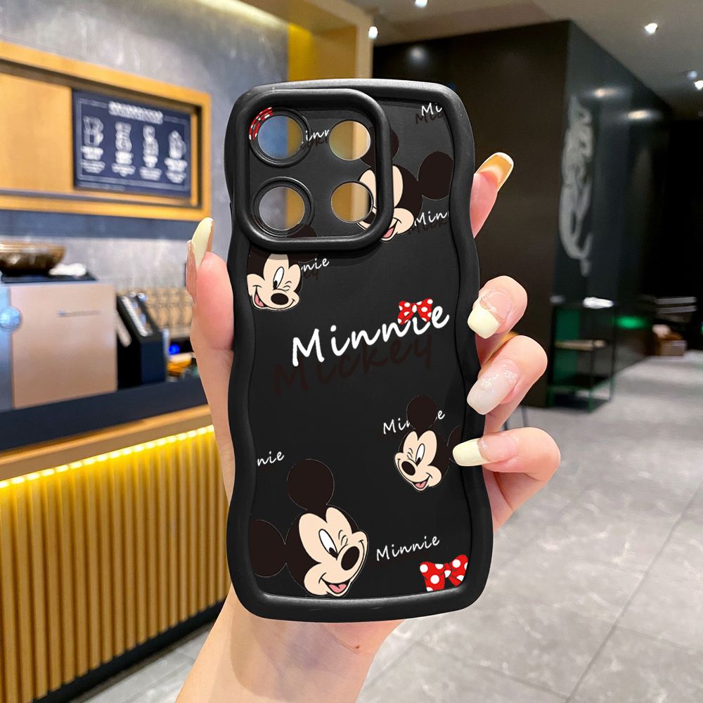 For Xiaomi Redmi Note 13 Pro 5G 12S 12 Turbo 11S 13C 12C Couple Mickey Minnie Wave Frame Phone Case Anti Drop Cover