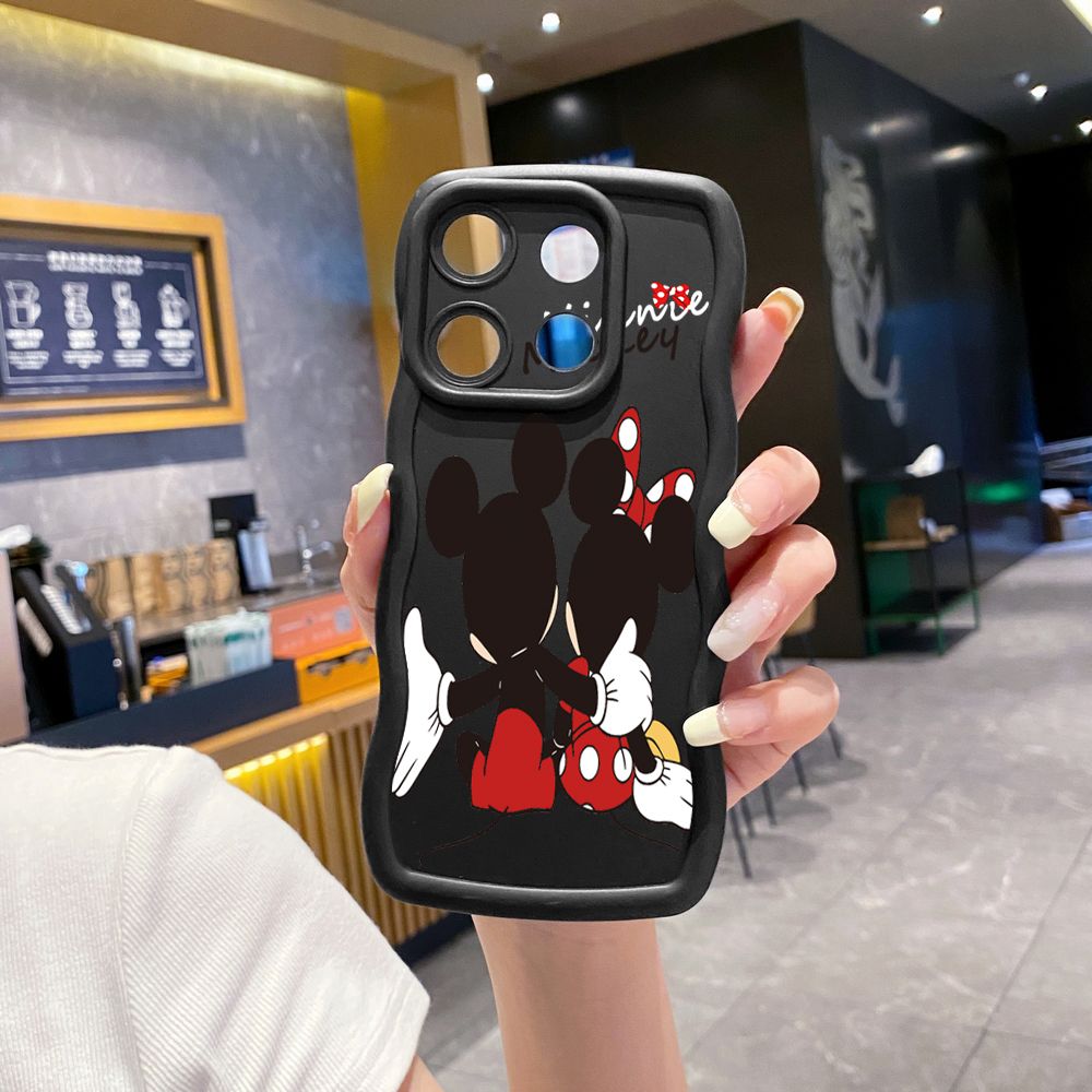 For Xiaomi Redmi Note 13 Pro 5G 12S 12 Turbo 11S 13C 12C Couple Mickey Minnie Wave Frame Phone Case Anti Drop Cover