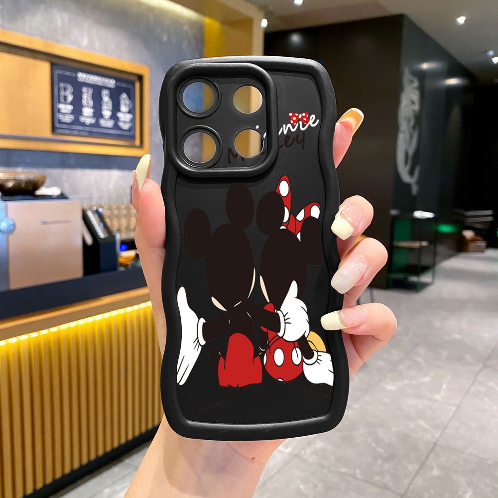 For Xiaomi Redmi Note 13 Pro 5G 12S 12 Turbo 11S 13C 12C Couple Mickey Minnie Wave Frame Phone Case Anti Drop Cover