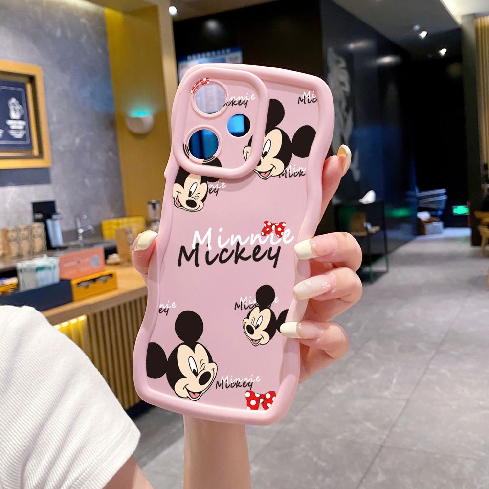For Infinix Hot 40i 40 Pro Note 30 Play Smart 8 Pro 9 10 Play Lite Couple Mickey Minnie Wave Frame Phone Case Anti Drop Cover