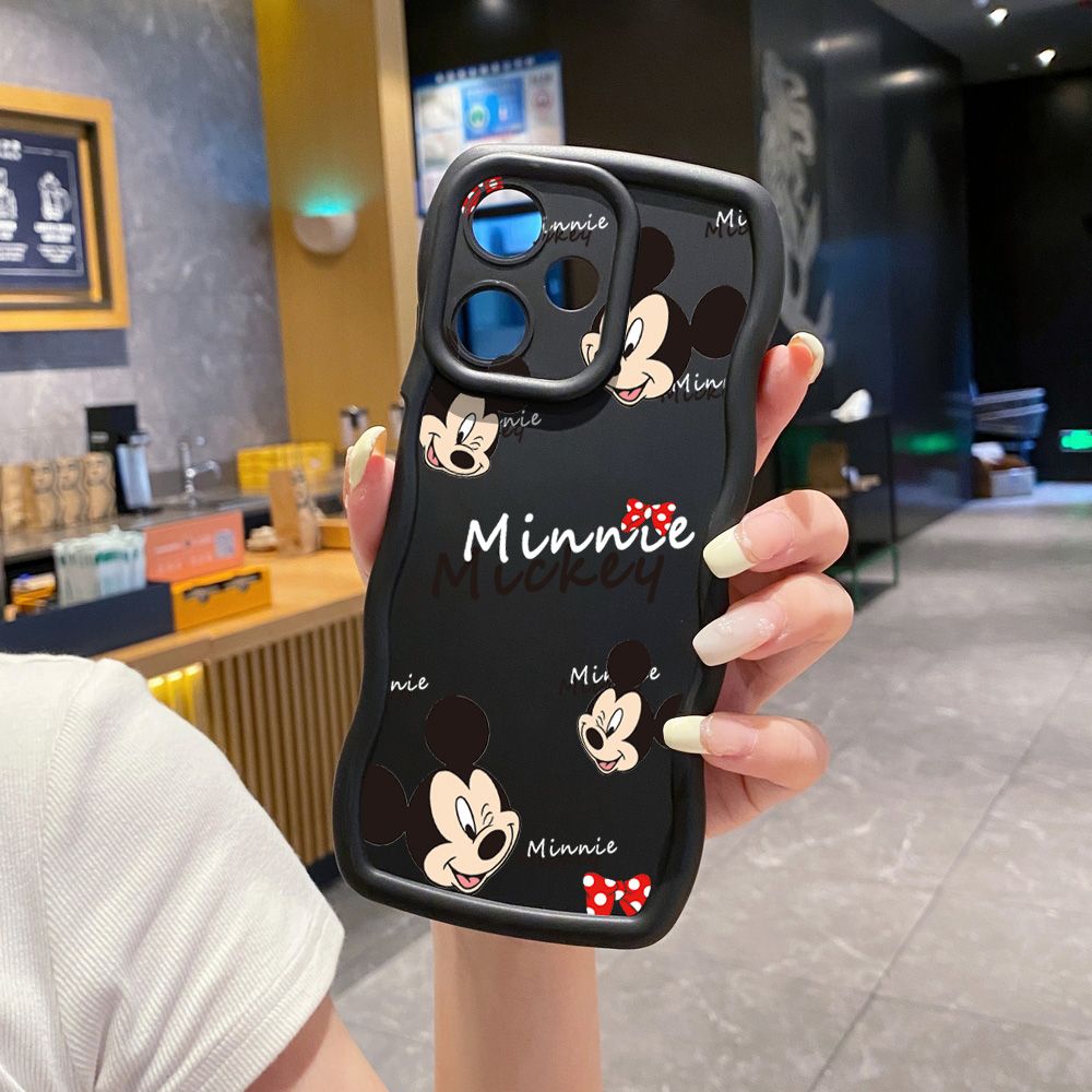 For Infinix Hot 40i 40 Pro Note 30 Play Smart 8 Pro 9 10 Play Lite Couple Mickey Minnie Wave Frame Phone Case Anti Drop Cover