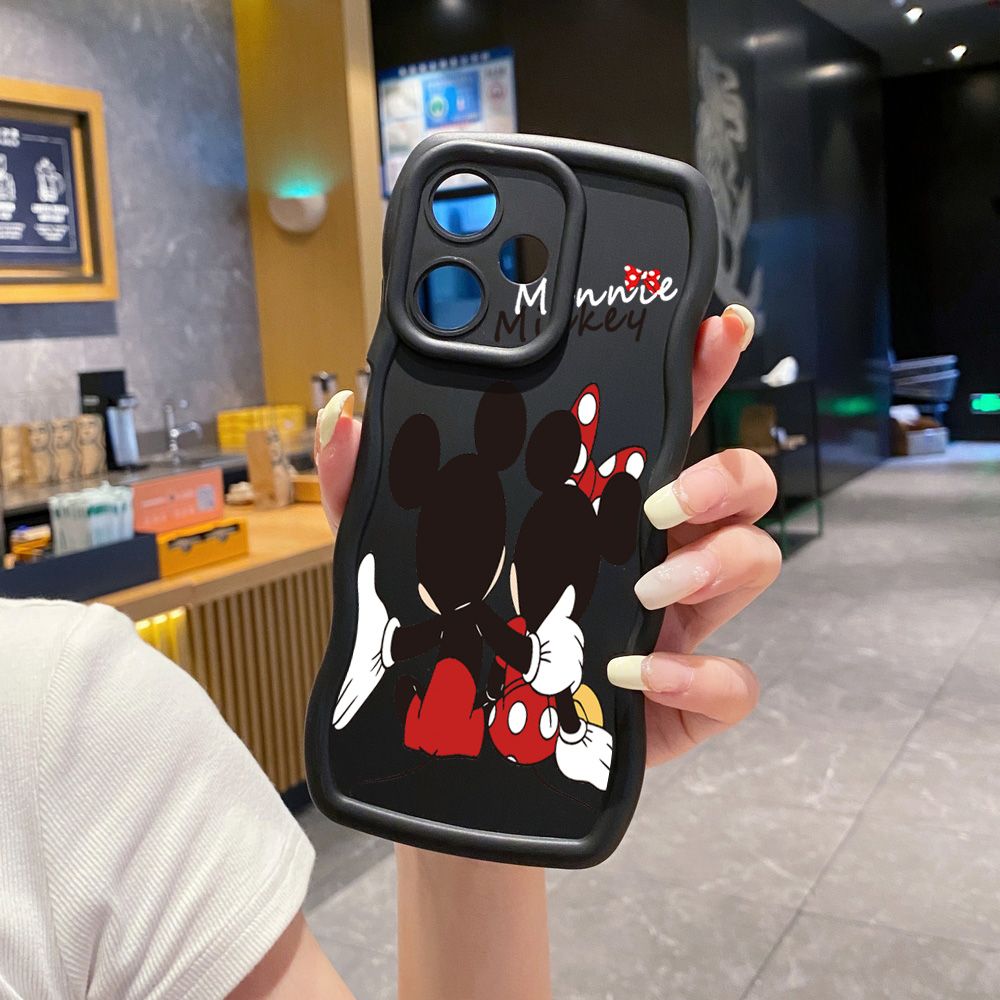 For Infinix Hot 40i 40 Pro Note 30 Play Smart 8 Pro 9 10 Play Lite Couple Mickey Minnie Wave Frame Phone Case Anti Drop Cover