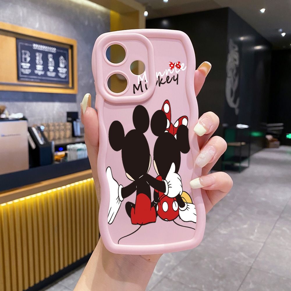 For Infinix Hot 40i 40 Pro Note 30 Play Smart 8 Pro 9 10 Play Lite Couple Mickey Minnie Wave Frame Phone Case Anti Drop Cover