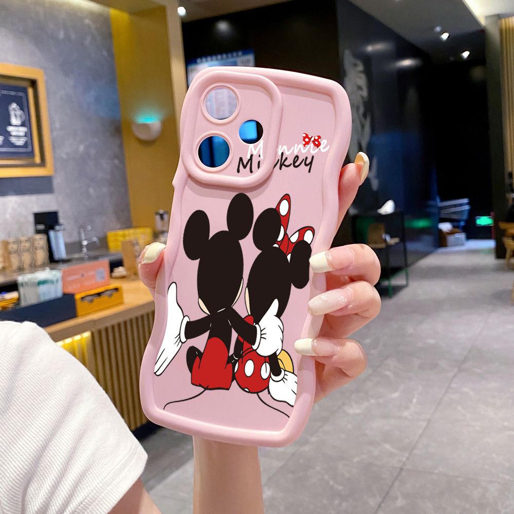 For Infinix Hot 40i 40 Pro Note 30 Play Smart 8 Pro 9 10 Play Lite Couple Mickey Minnie Wave Frame Phone Case Anti Drop Cover