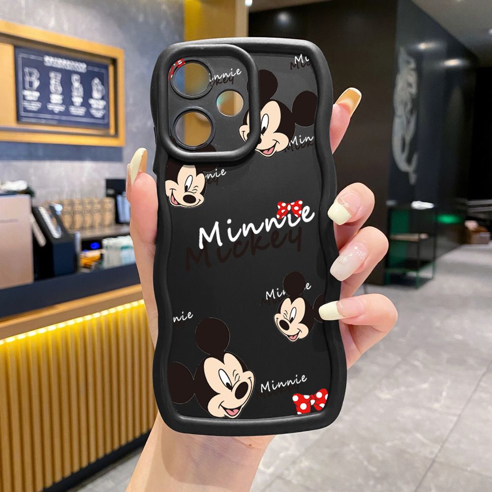 For Infinix Hot 40i 40 Pro Note 30 Play Smart 8 Pro 9 10 Play Lite Couple Mickey Minnie Wave Frame Phone Case Anti Drop Cover