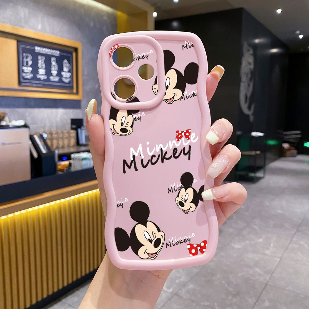 For Infinix Hot 40i 40 Pro Note 30 Play Smart 8 Pro 9 10 Play Lite Couple Mickey Minnie Wave Frame Phone Case Anti Drop Cover