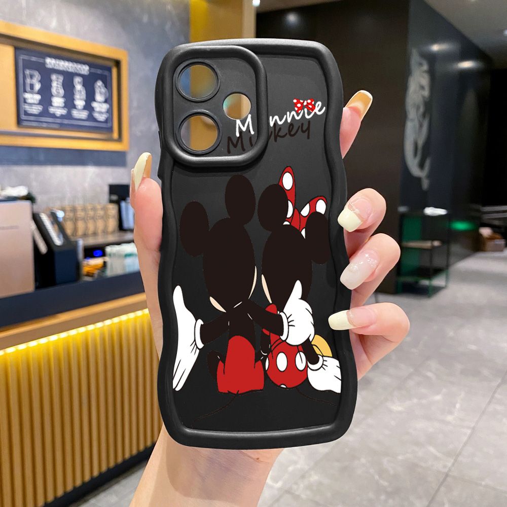 For Infinix Hot 40i 40 Pro Note 30 Play Smart 8 Pro 9 10 Play Lite Couple Mickey Minnie Wave Frame Phone Case Anti Drop Cover