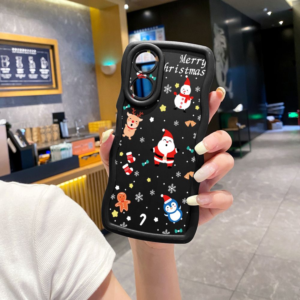 For OPPO Reno 5 6 Lite 7 8 Reno 7Z 8 Z 5F F19 F21 Pro Santa Christmas Wave Frame Phone Case Anti Drop Cover