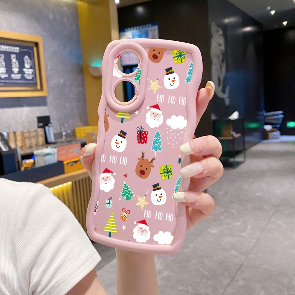 For OPPO Reno 5 6 Lite 7 8 Reno 7Z 8 Z 5F F19 F21 Pro Santa Christmas Wave Frame Phone Case Anti Drop Cover