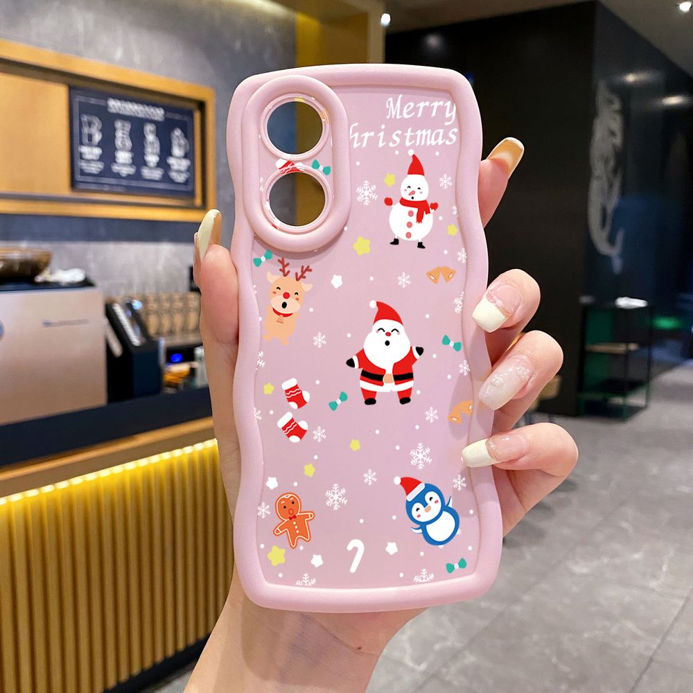 For OPPO Reno 5 6 Lite 7 8 Reno 7Z 8 Z 5F F19 F21 Pro Santa Christmas Wave Frame Phone Case Anti Drop Cover