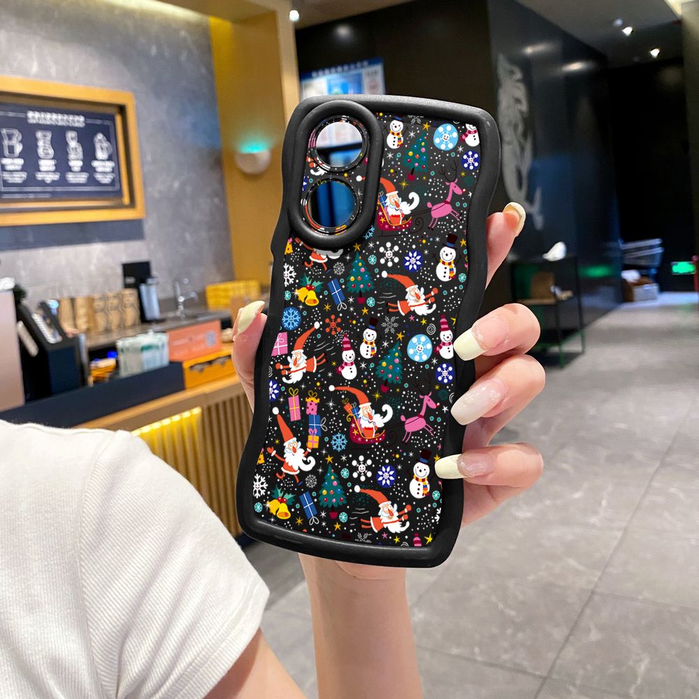 For OPPO Reno 5 6 Lite 7 8 Reno 7Z 8 Z 5F F19 F21 Pro Merry Christmas Snowman Wave Frame Phone Case Anti Drop Cover