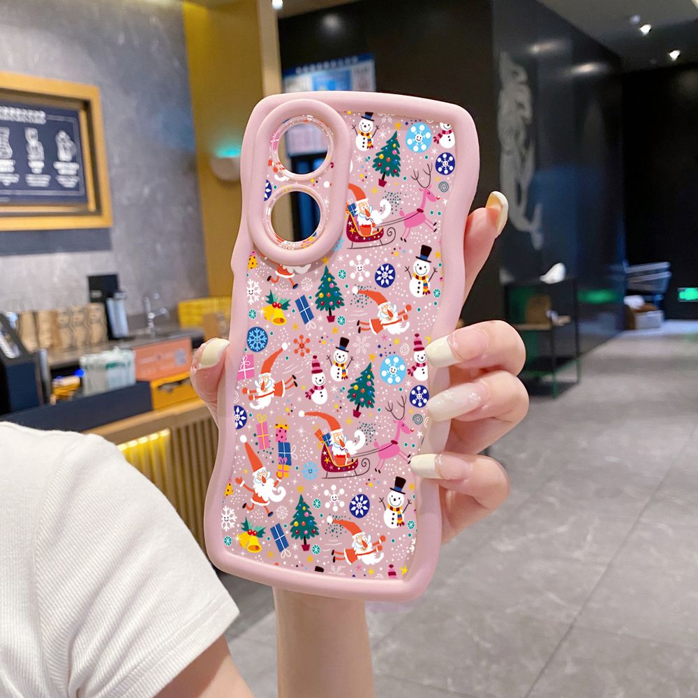 For OPPO Reno 5 6 Lite 7 8 Reno 7Z 8 Z 5F F19 F21 Pro Merry Christmas Snowman Wave Frame Phone Case Anti Drop Cover