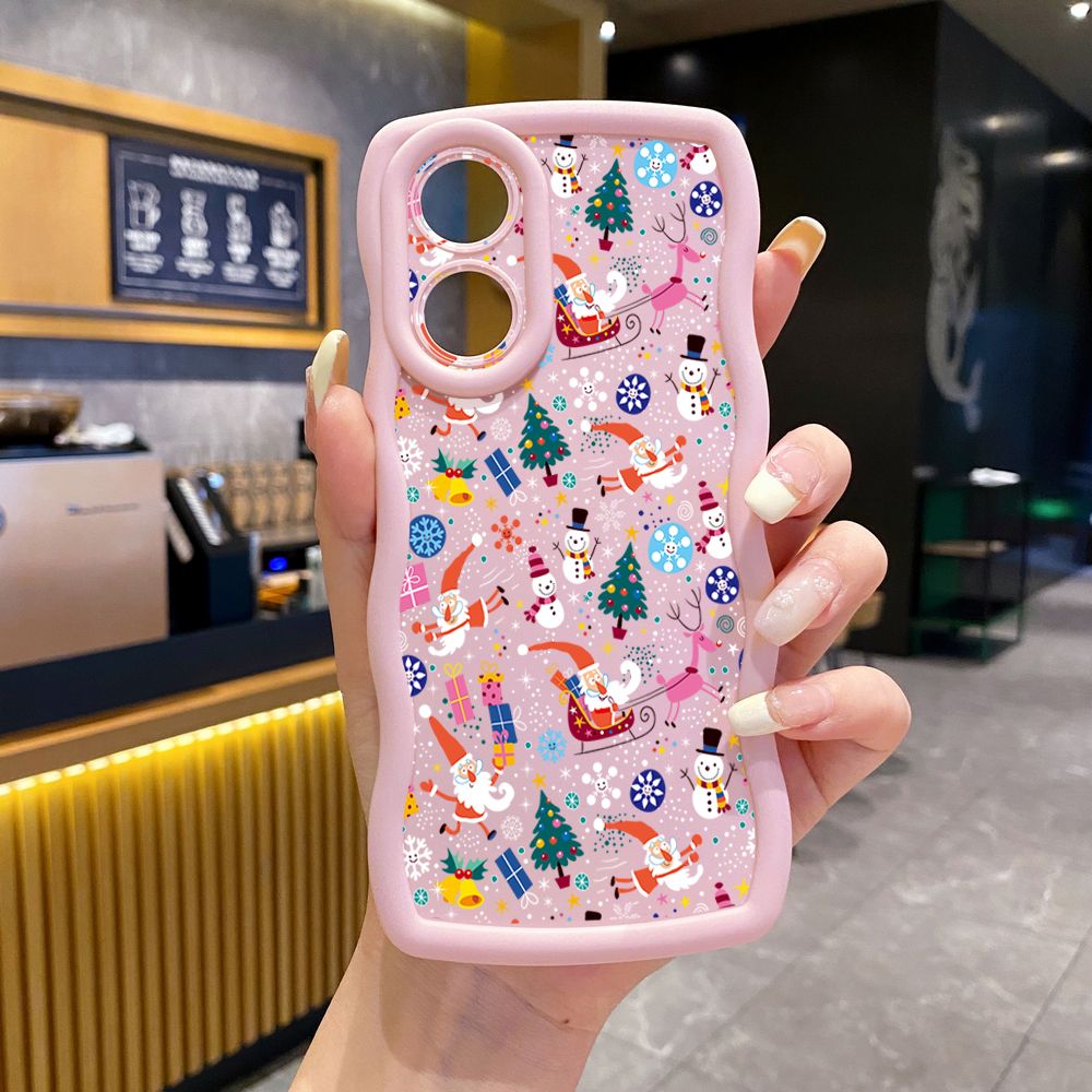 For OPPO Reno 5 6 Lite 7 8 Reno 7Z 8 Z 5F F19 F21 Pro Merry Christmas Snowman Wave Frame Phone Case Anti Drop Cover