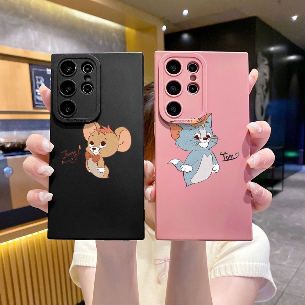 for Samsung Galaxy S24 S23 Ultra S22 Plus Note 20 S21 FE S20 Tom and Jerry Signature Full Protective Case Anti Drop Cover