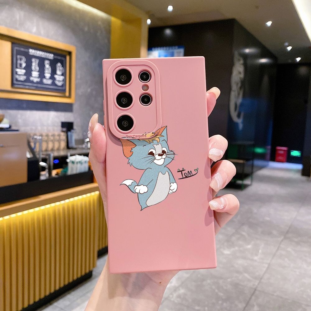 for Samsung Galaxy S24 S23 Ultra S22 Plus Note 20 S21 FE S20 Tom and Jerry Signature Full Protective Case Anti Drop Cover
