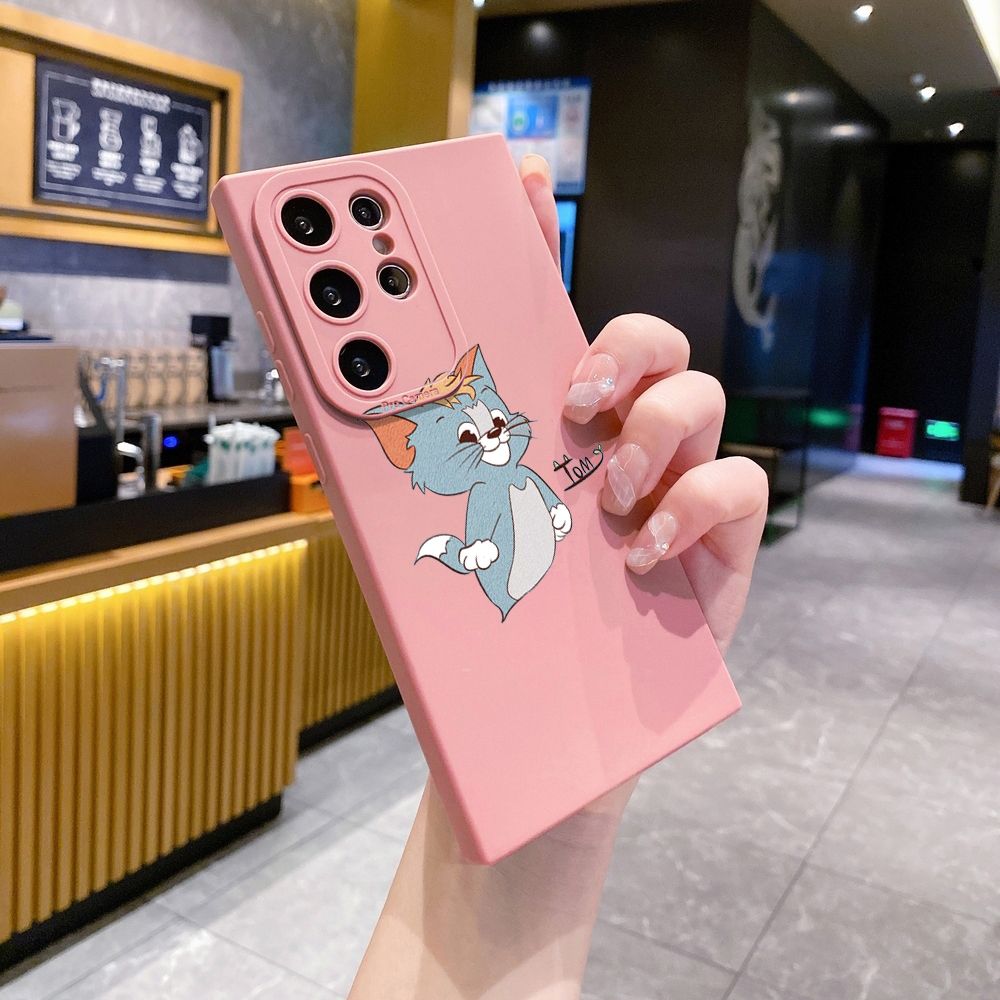 for Samsung Galaxy S24 S23 Ultra S22 Plus Note 20 S21 FE S20 Tom and Jerry Signature Full Protective Case Anti Drop Cover