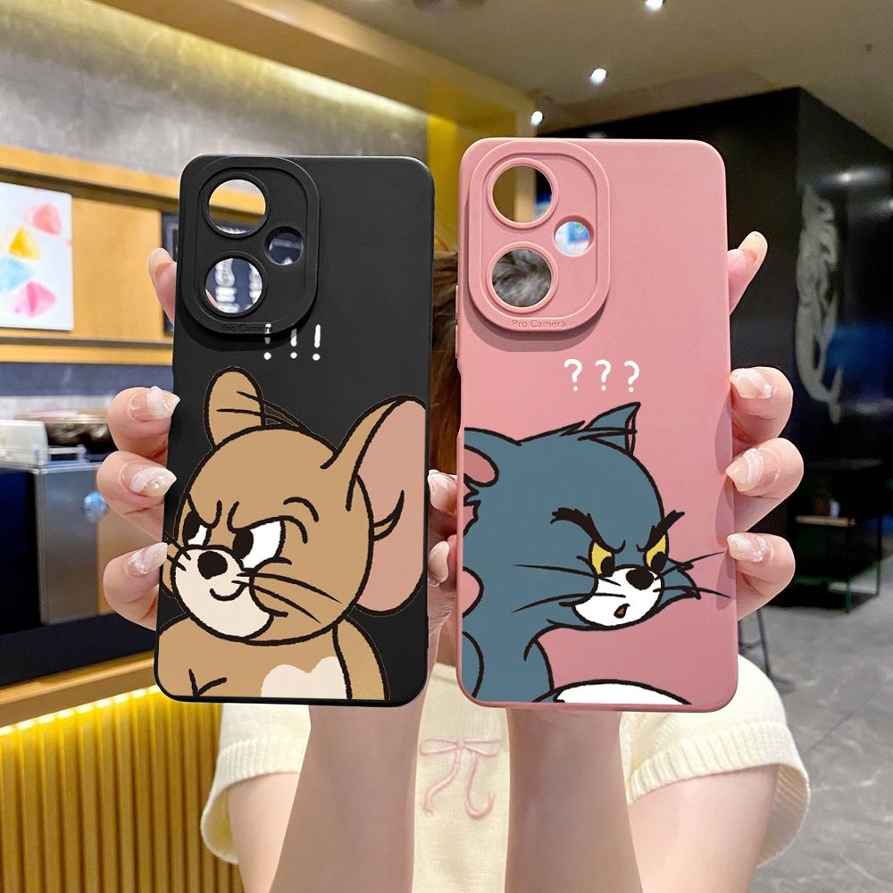 for VIVO Y28 Y03 Y18 Y17S Y27 Y15A Y15S Y02S Y02A Y36 Y33S Y12S Y12A Y01 Y1S Y20A Y22 Cute Tom and Jerry Full Protective Case Anti Drop Cover