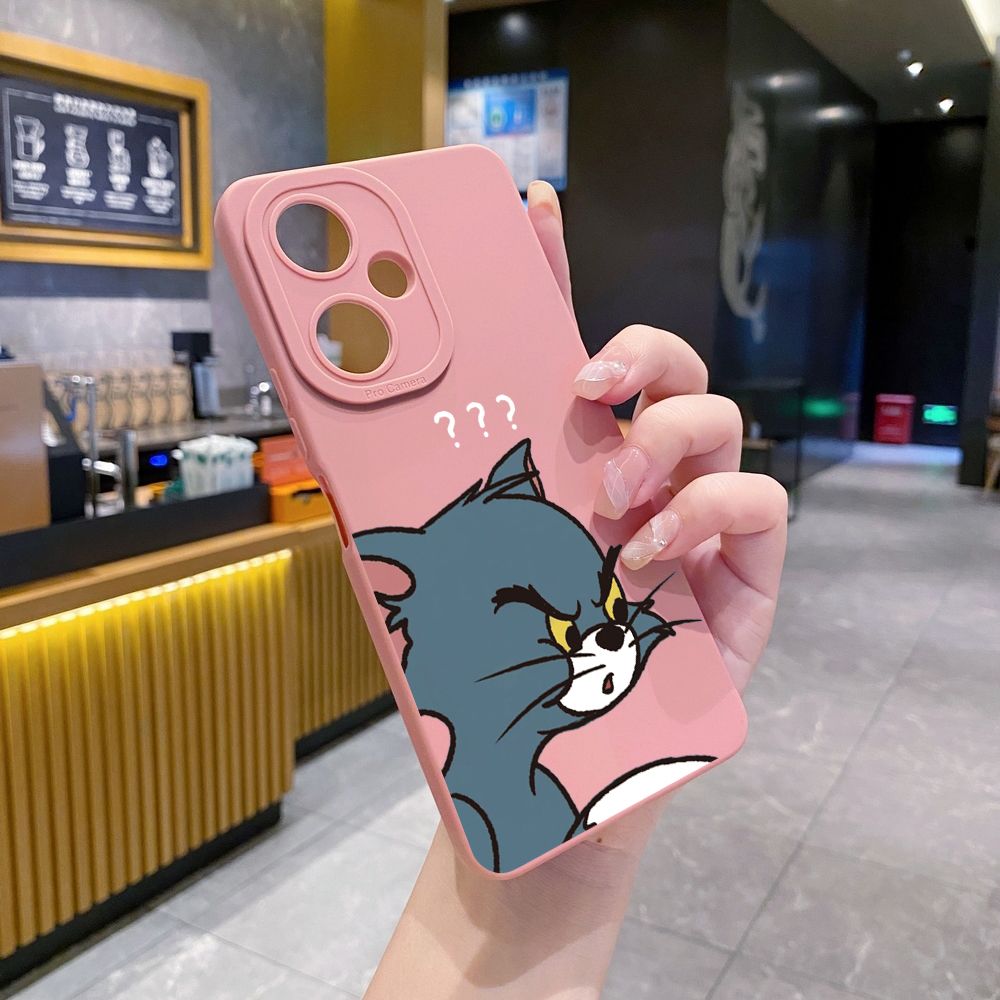 for VIVO Y28 Y03 Y18 Y17S Y27 Y15A Y15S Y02S Y02A Y36 Y33S Y12S Y12A Y01 Y1S Y20A Y22 Cute Tom and Jerry Full Protective Case Anti Drop Cover