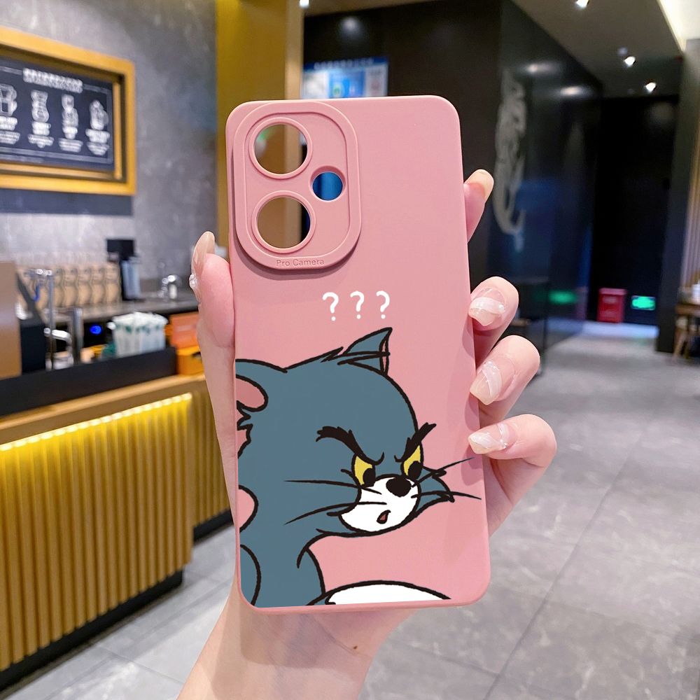 for VIVO Y28 Y03 Y18 Y17S Y27 Y15A Y15S Y02S Y02A Y36 Y33S Y12S Y12A Y01 Y1S Y20A Y22 Cute Tom and Jerry Full Protective Case Anti Drop Cover