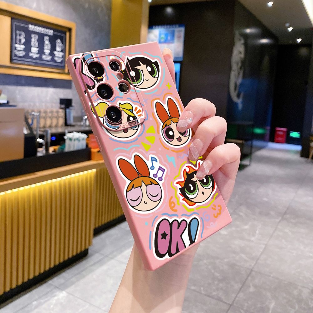 for Samsung Galaxy S24 S23 Ultra S22 Plus Note 20 S21 FE S20 Powerpuff Girls Full Protective Case Anti Drop Cover