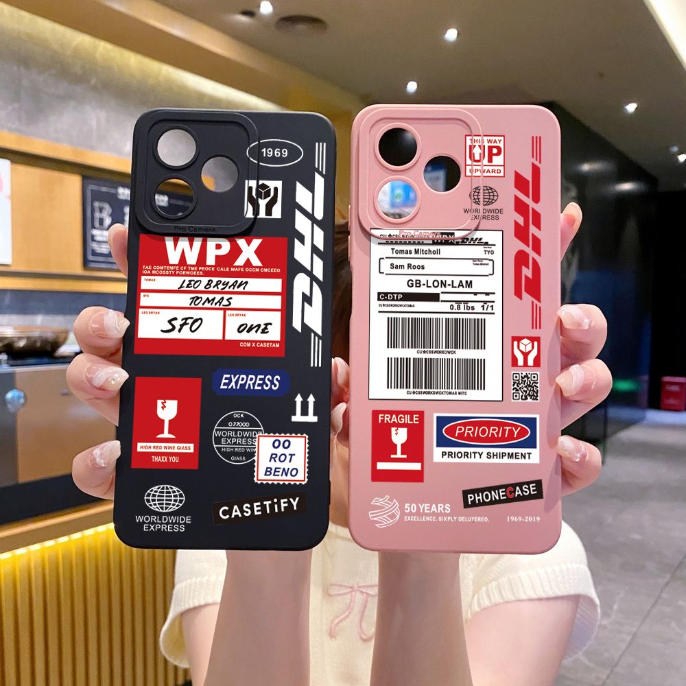 for Realme C61 C63 C65 C67 C53 C51 Note 50 60 C21 C33 C30 C35 C11 2021 C12 C15 C21Y C25Y Realme 12 13 DHL Barcode Label Full Protective Case Anti Drop Cover